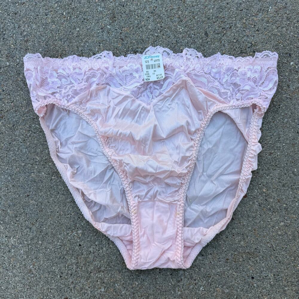 Vintage 80s EGO Lingerie Powder Pink High Rise Nylon Satin Briefs Size 10 NWT